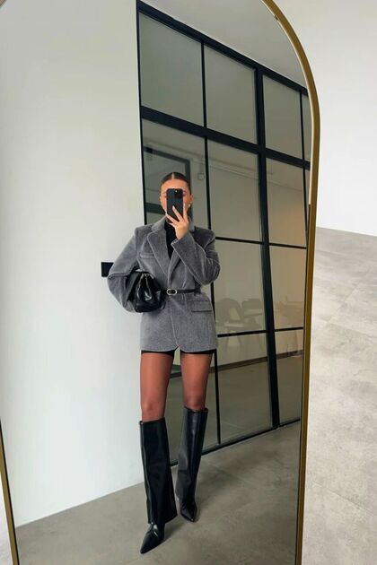 astarlı sakallı kaşe peluş tasarım kemerli pinterest şık cep detay blazer ceket kaban