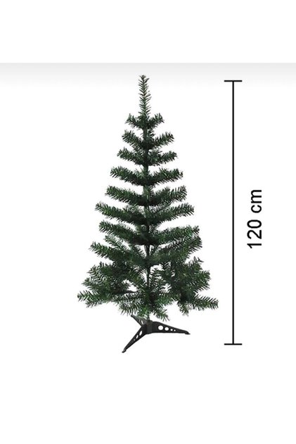 Yılbaşı Yeşil Çam Ağacı, 120 cm, plastik ayaklı, doğal görünümlü dekorasyon ürünü