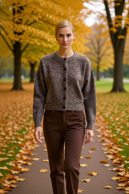 Women's Crew Neck Low Sleeve Oversized Cut Knitwear Cardigan Winter Days a Comfortable Stylish Outerwear