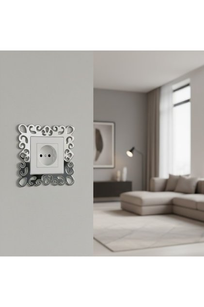 Dekoratif Gümüş Rengi Modern Priz Çerçevesi Priz Kenarı Süsü