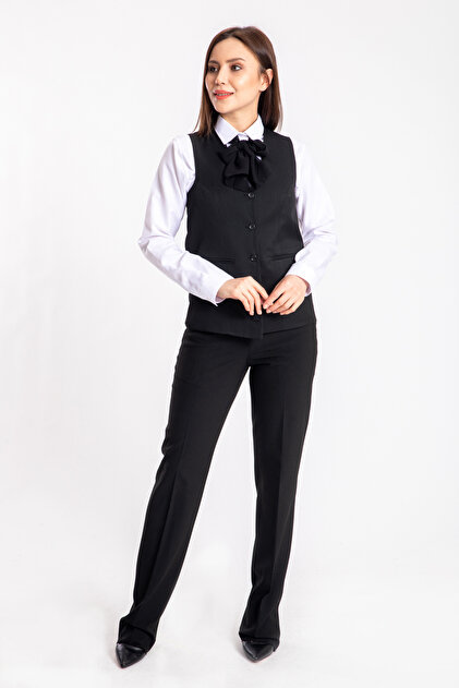 DA NFORMA Classic Women Waitress Vest Black Work Uniform- Trendyol