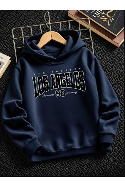 Baxia KıZ -ERKEK Çocuk LOSANGELES 98 BaskıLI Kapşonlu Sweatshirt