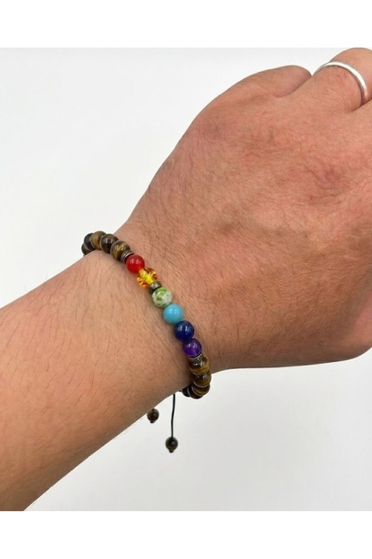 Natural Stone 7 Chakra Bracelet – Adjustable Men's & Women's Energy Balance Bracelet