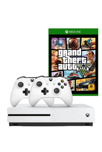 Consolă Xbox One S 1TB, refurbished, albă + 2 controllere + GTA 5