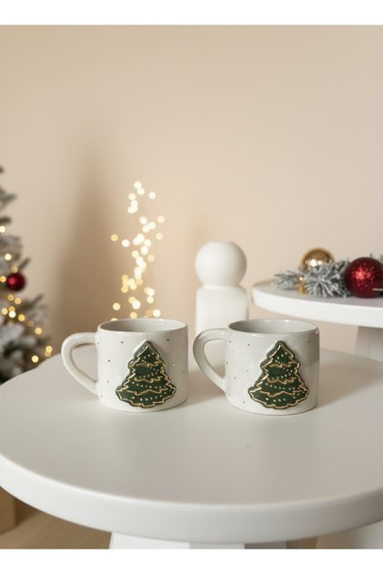 Christmas Tree Set of 2 Stoneware Cups