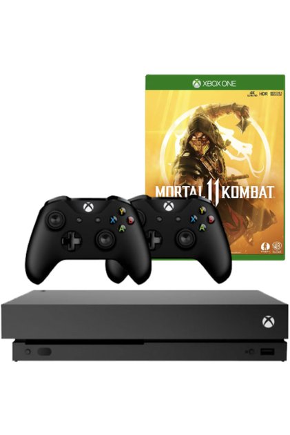 Consolă Xbox One X 1TB Neagră + 2 Controllere + Mortal Kombat 11 (refurbished)