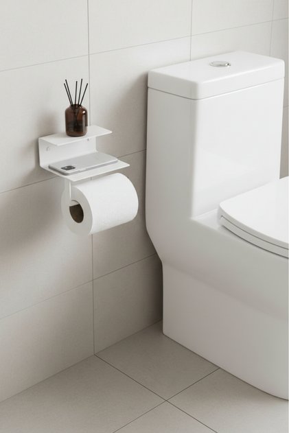 Metal Shelf Toilet Paper Holder Toilet Roll Holder with Phone Stand
