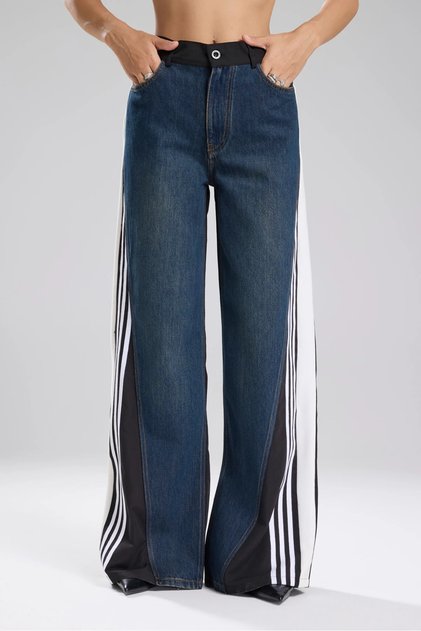 Tw3 Kadın Şerit Detaylı Denim Garnili Tasarım Pantolon