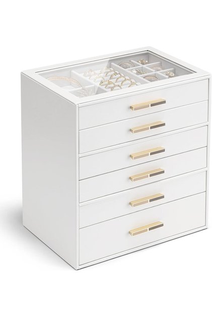 Jewelry Box for Women, Jewelry Organizer with 6 Drawers for Necklaces Rings Earrings Bracelet