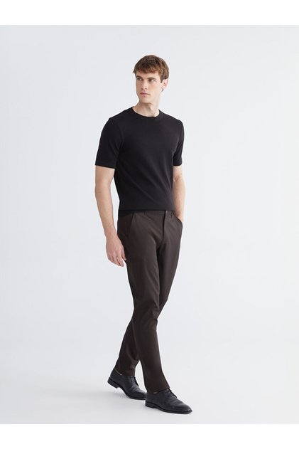 Brown Standard Fit Gabardine Men's Chino Pants