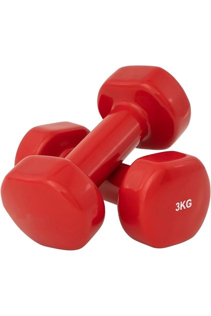 Vinyl Dumbbell Fitness Hand Weights - 2 Pcs - Red