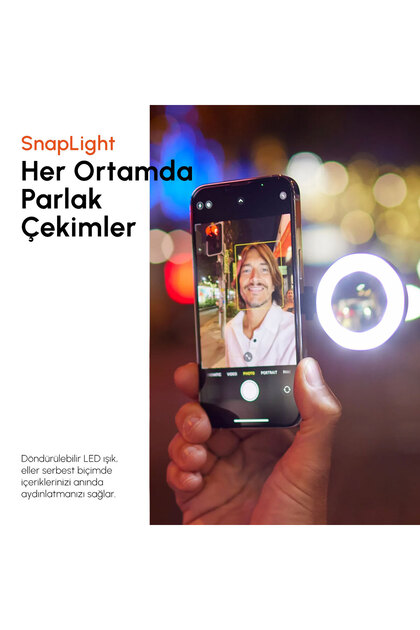 ShiftCam SnapLight - LED Selfie Ring Light With Four Brightness Settings And Built In Battery - Magnetic Mount Snaps On To Any Phone - Flippable Design (Bluejay