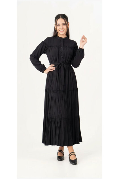 Young Girl's Long Maxi Hijab Dress-Lined-Comfortable Flowy and Loose Fit-Elb-4049-4979