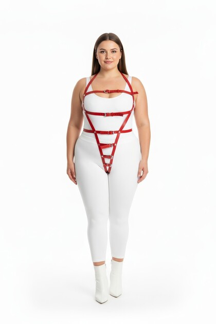 Angels Passion Plus Size Red Buckled Leather Look Fancy Body Accessory Sexy  Lingerie Costume- Trendyol