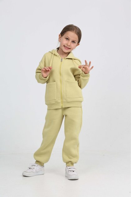 Girl's Pocket Detailed Cardigan Tracksuit Set