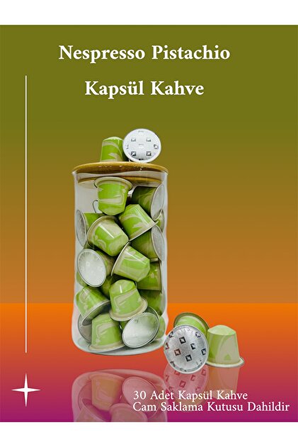 Nespresso Pistachio Kapsül Kahve 30 Adet + Cam Saklama Kutusu