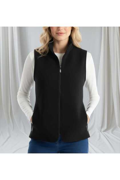 siyah spor polar yelek