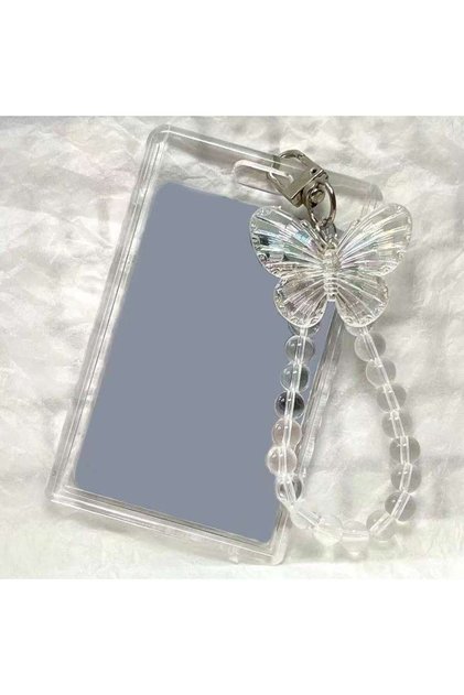 101 Crystal Butterfly 3Inch Acrylic Card Holder ID Credit Bank Card Protective Case with Keychain Pe