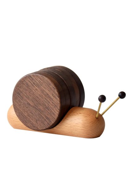 L set 1 Set Wood Cup Mat Placemats for Table Snail Shaped Heat Insulation Pad Wooden Tea Coaster Too