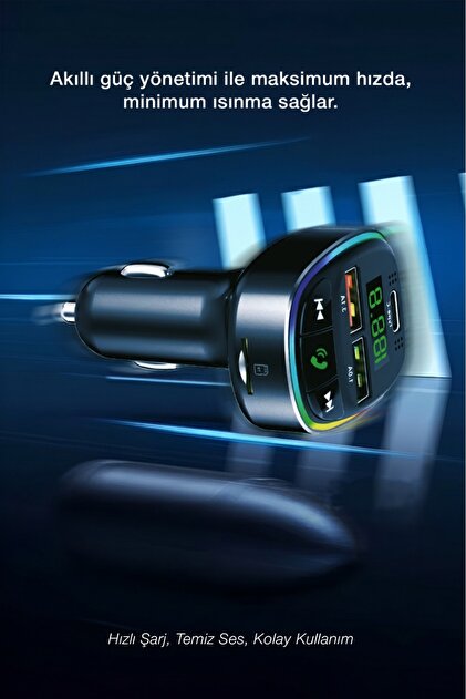 Kensa Bluetooth FM Transmitter – 3 USB Portlu Süper Hızlı Araç