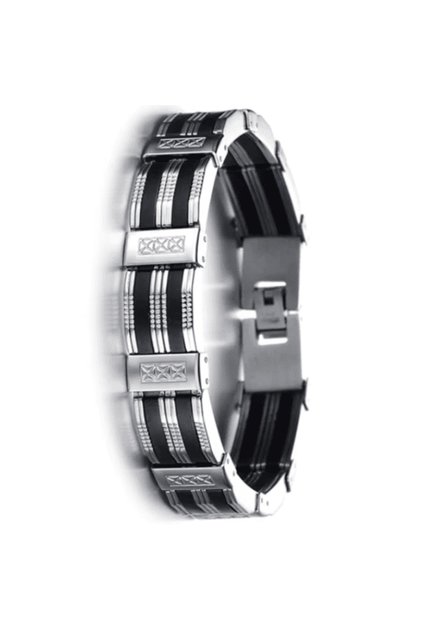 Brățară bărbătească din oțel inoxidabil, oțel, negru/argintiu, 21 cm