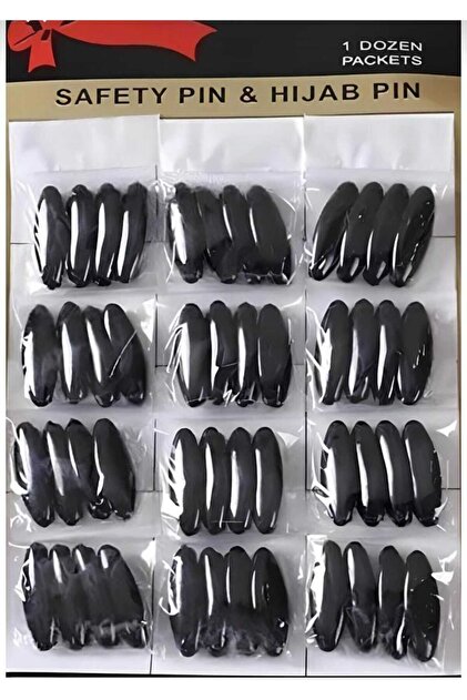 Headscarf Turban Scarf Shawl Clip Black Color (48 Pieces)