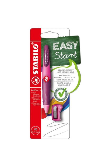 Creion mecanic EASYergo 3.15, pentru dreptaci, roz/liliac, cu ascuțitoare