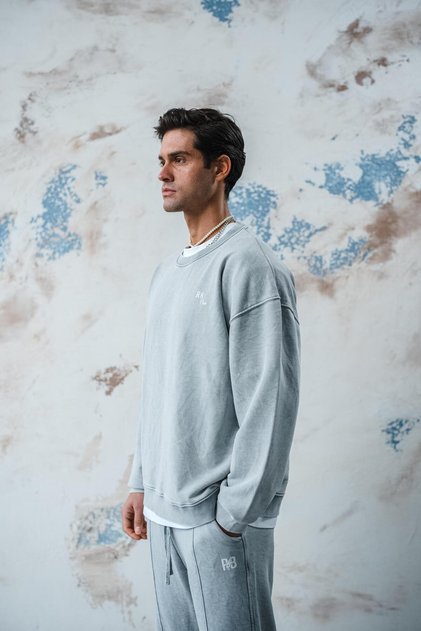 Erkek Gri Oversize Sweatshirt SWT-5001
