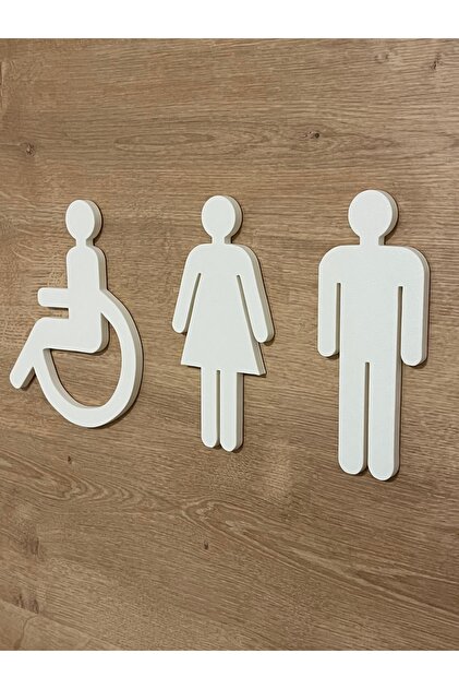 Wc Toilet Door Sign Set – White Self-Adhesive Male Female Disabled Icon Sign
