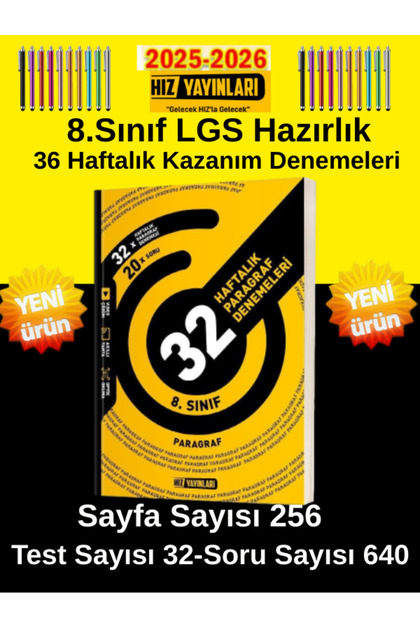 Hız ve Renk Yayınları Hız 2025-2026 8.Sınıf Lgs Hazırlık Paragraf