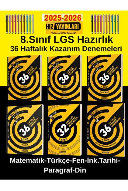 Hız ve Renk Yayınları Hız 8.SINIF Matematik-Türkçe-Fen-İnk