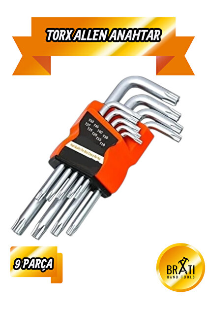 BRATİ HAND TOOLS Yıldız Torx Allen Combination 9 Parça Alyan Seti