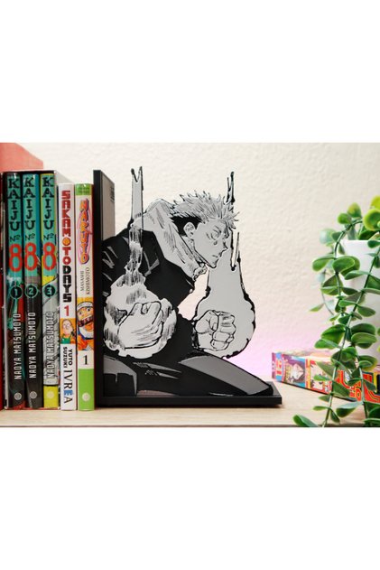 Jujutsu Kaisen Yuji Itadori Çizimli Kitap Tutucu (18 x 14 x 8cm) - 3D Baskı Anime Kitaplık Dekoru
