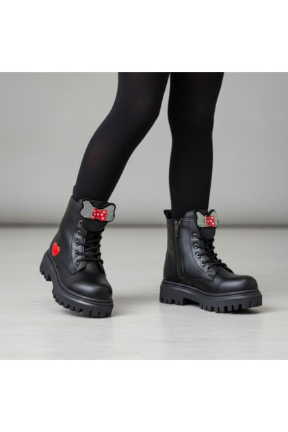 Girls' Zippered Style Children's Boots with Bow-Tie Figure