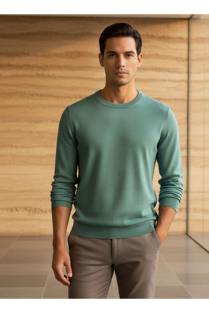 Men Crew Neck Textured Sweater