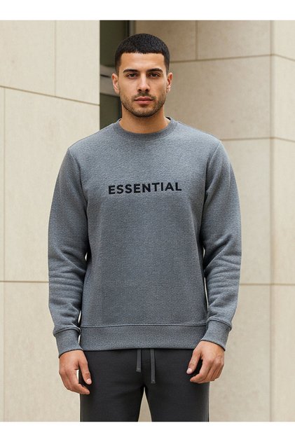 Men Regular Fit Slogan Embroidered Sweatshirt
