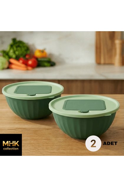 Set of 2 Green Chamber Grater with Lid (2.5 Lt)