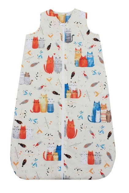 Sac de dormit fără umplutură, Pisici colorate, bumbac, multicolor