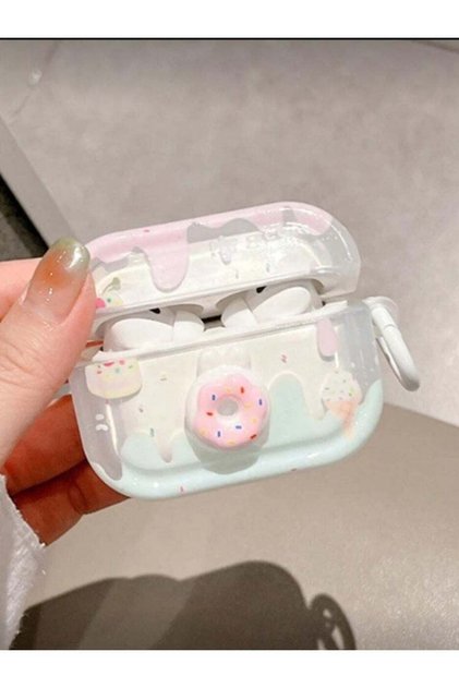 AirPods Pro 2 Pink TPU Cute 3D Donut Transparent Case With Ring Hook