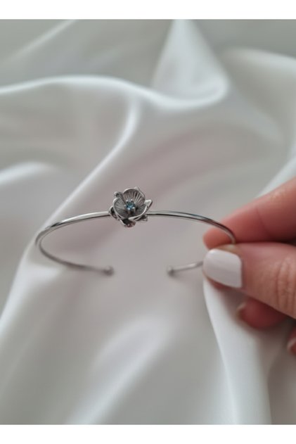 Silver Color Adjustable Birth Month Flower Bracelet (June)