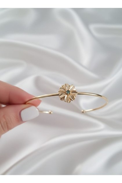 Gold Color Adjustable Birth Month Flower Bracelet (June)
