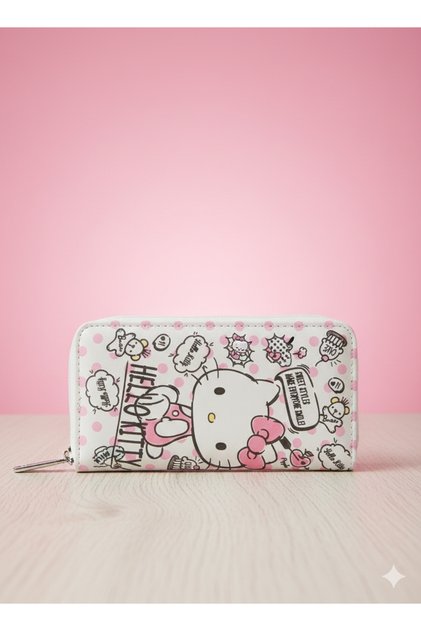 محفظة نسائية Hello Kitty بالنقاط - حافظة نقود وبطاقات بتصميم رسومات مرحة