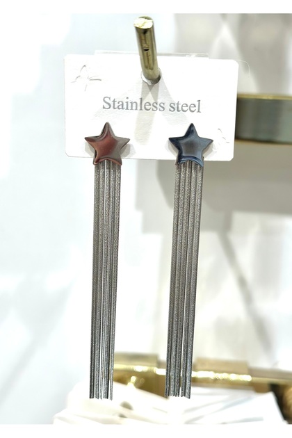 Steel Hanging Star Earrings