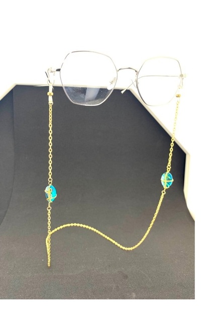 Italian chain single large stone eyeglass cord / chain turquoise