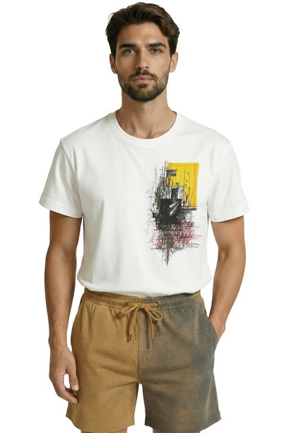Abstract City Architecture and Sketch Art Printed Premium Cotton Men's T-Shirt