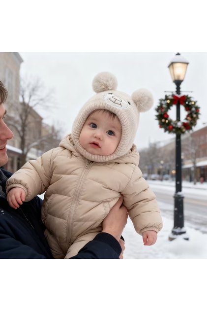 Winter Knitted Beanie Hat with Bear Ears for Girls/Boys