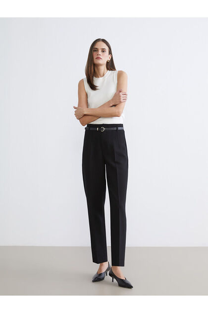 Peak New Season Belted Slim Fit Women's Pleated Trousers