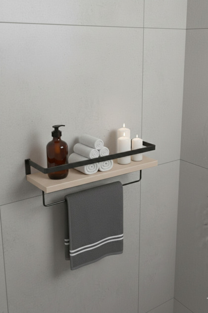 Wall Shelf Metal Wooden Bathroom Organizer |   Towel Holder Bathroom Shelf Decorative Wall Shelf Multi-Purpose