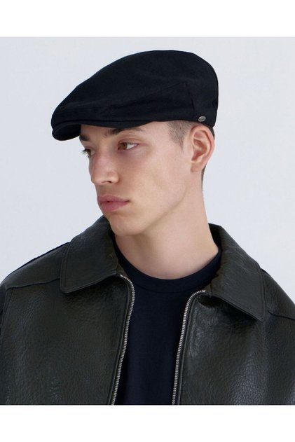 Winter Cashmere Hat Wool Solid Color Sports London Cap -Black