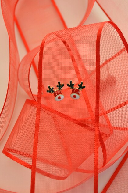 New Year Themed Earrings Red Green Tone